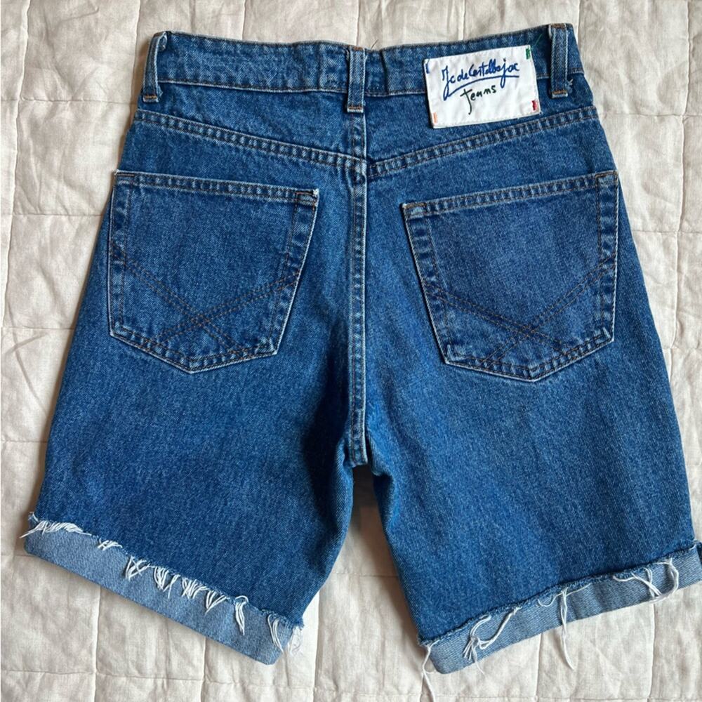 RARE VTG JC de Castlebajac 100% Cotton Blue Jean Rolled Raw Hem Shorts 90s - 29